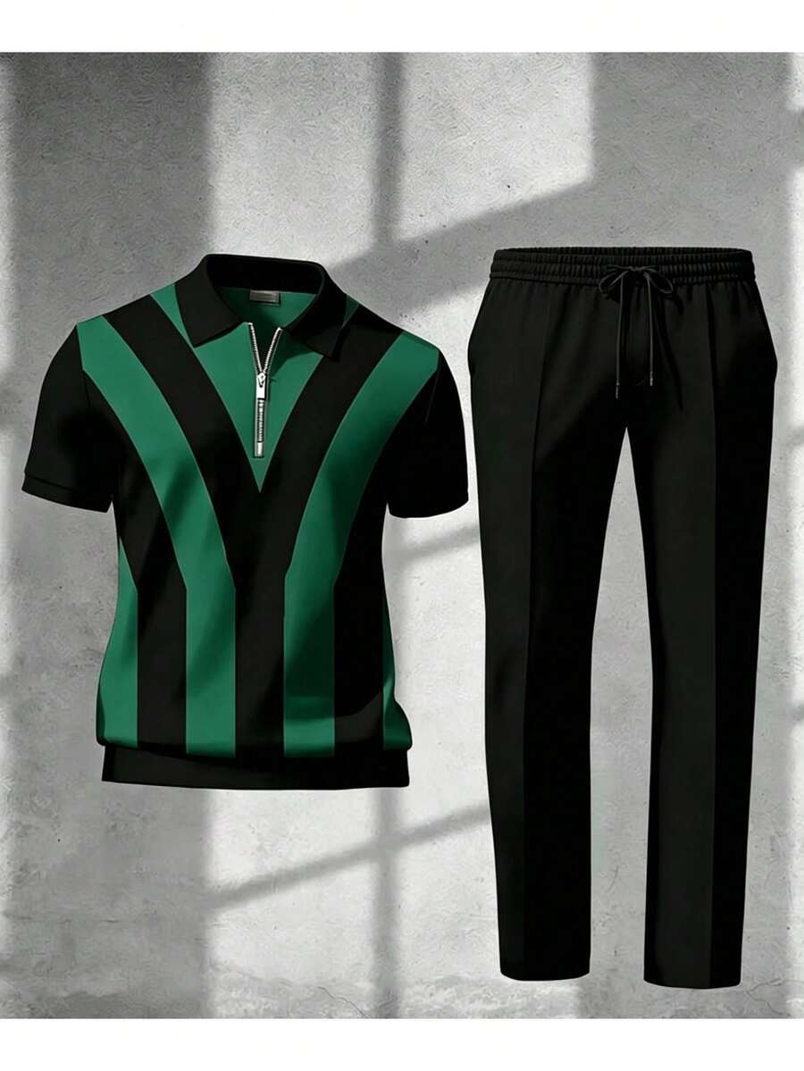 Streetwear Zipper - Conjunto de camisa y pantalones a