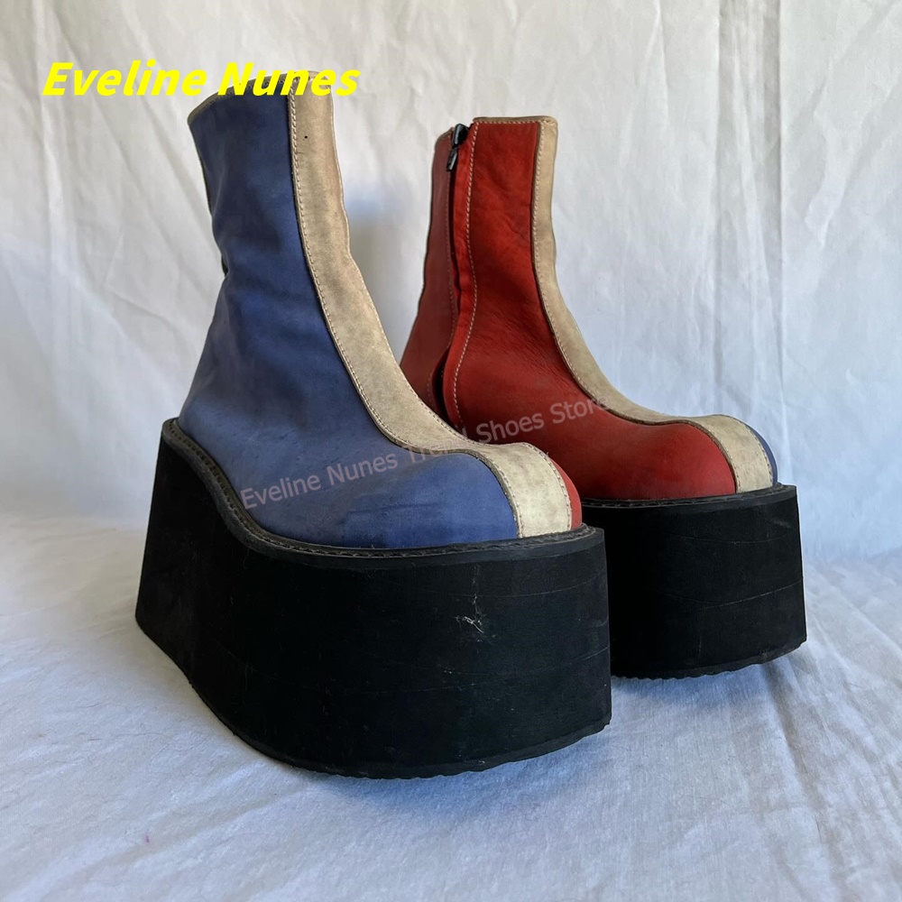Streetwear Zipper - Botines de Plataforma Rojos y Azules